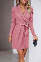 Load image into Gallery viewer, Tie Waist Long Puff Sleeve Dress