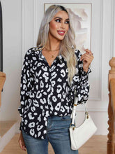 Load image into Gallery viewer, Printed Collared Neck Buttoned Lantern Sleeve Shirt
