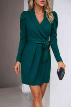 Load image into Gallery viewer, Tie Waist Long Puff Sleeve Dress