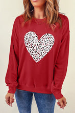 Load image into Gallery viewer, Heart Round Neck Dropped Shoulder Sweatshirt