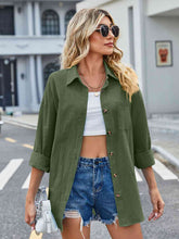 Load image into Gallery viewer, Button Up Collared Neck Long Sleeve Shirt