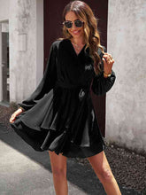 Load image into Gallery viewer, Surplice Neck Tie Waist Long Sleeve Dress