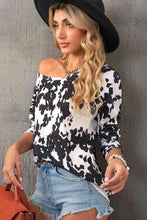 Load image into Gallery viewer, Cow Print Round Neck Long Sleeve Top