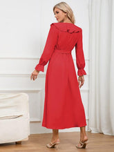 Load image into Gallery viewer, Surplice Tie Front Flounce Sleeve Dress