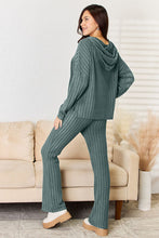 Load image into Gallery viewer, Basic Bae Full Size Ribbed Drawstring Hood Top and Straight Pants Set