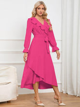 Load image into Gallery viewer, Surplice Tie Front Flounce Sleeve Dress