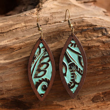 Load image into Gallery viewer, Geometrical Shape Wooden Dangle Earrings