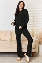Load image into Gallery viewer, Basic Bae Full Size Ribbed Drawstring Hood Top and Straight Pants Set