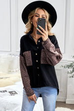 Load image into Gallery viewer, Double Take Leopard Contrast Denim Top