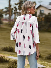 Load image into Gallery viewer, Printed Frill Notched Roll-Tab Sleeve Blouse