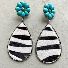 Load image into Gallery viewer, Turquoise Flower Teardrop Earrings