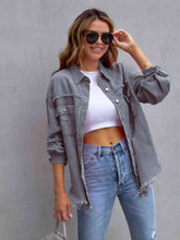 Load image into Gallery viewer, Distressed Drop Shoulder Denim Jacket