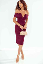 Load image into Gallery viewer, Off-Shoulder Zip-Back Slit Dress