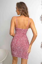 Load image into Gallery viewer, Sequin Spaghetti Strap Slit Dress