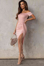 Load image into Gallery viewer, Off-Shoulder Short Sleeve Split Dress