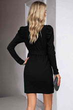 Load image into Gallery viewer, Tie Waist Long Puff Sleeve Dress