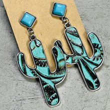 Load image into Gallery viewer, Turquoise Cactus Earrings