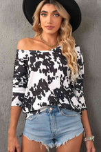 Load image into Gallery viewer, Cow Print Round Neck Long Sleeve Top