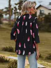 Load image into Gallery viewer, Printed Frill Notched Roll-Tab Sleeve Blouse