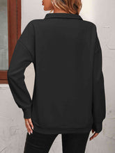 Load image into Gallery viewer, Zip-Up Dropped Shoulder Sweatshirt