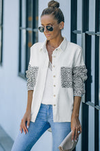 Load image into Gallery viewer, Double Take Leopard Contrast Denim Top