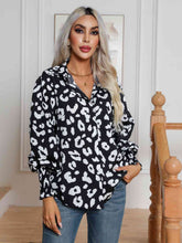 Load image into Gallery viewer, Printed Collared Neck Buttoned Lantern Sleeve Shirt