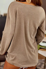Load image into Gallery viewer, Distressed Pocketed Round Neck Long Sleeve T-Shirt