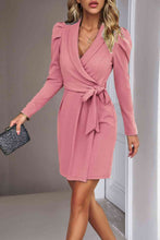 Load image into Gallery viewer, Tie Waist Long Puff Sleeve Dress
