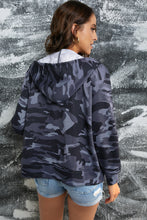 Load image into Gallery viewer, Double Take Camouflage Drawstring Detail Zip Up Hooded Jacket