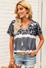 Load image into Gallery viewer, Leopard V-Neck Tee Shirt