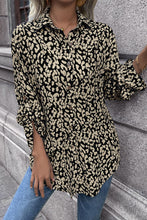Load image into Gallery viewer, Double Take Leopard Roll-Tap Sleeve Shirt