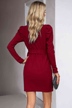 Load image into Gallery viewer, Tie Waist Long Puff Sleeve Dress