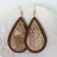 Load image into Gallery viewer, Teardrop Shape Wooden Dangle Earrings