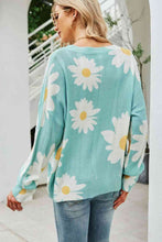 Load image into Gallery viewer, Daisy Print Openwork Round Neck Sweater