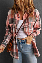 Load image into Gallery viewer, Double Take Plaid Dropped Shoulder Longline Shirt