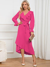 Load image into Gallery viewer, Surplice Tie Front Flounce Sleeve Dress