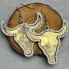 Load image into Gallery viewer, Rhinestone Bull Earrings