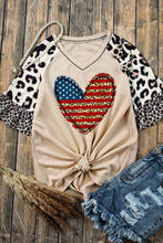 Load image into Gallery viewer, Star and Stripe Heart Graphic Leopard Top