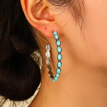 Load image into Gallery viewer, Artificial Turquoise C-Hoop Earrings