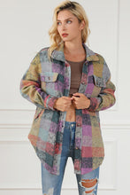 Load image into Gallery viewer, Plaid Collared Neck Button Front Jacket