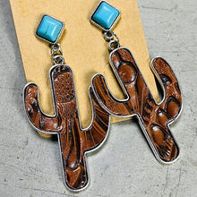 Load image into Gallery viewer, Turquoise Cactus Earrings
