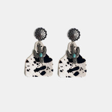 Load image into Gallery viewer, Turquoise Decor Cactus Alloy Earrings