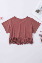 Load image into Gallery viewer, V-Neck Fringe Hem T-Shirt