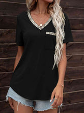 Load image into Gallery viewer, Glitter V-Neck Short Sleeve Tee Shirt