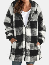 Load image into Gallery viewer, Plaid Zip Up Hooded Jacket with Pockets