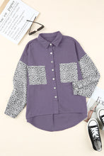 Load image into Gallery viewer, Double Take Leopard Contrast Denim Top