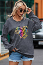 Load image into Gallery viewer, XOXO Leopard Round Neck Sweatshirt