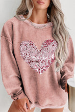 Load image into Gallery viewer, Plus Size Heart Sequin Round Neck Sweatshirt