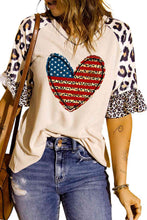 Load image into Gallery viewer, Star and Stripe Heart Graphic Leopard Top