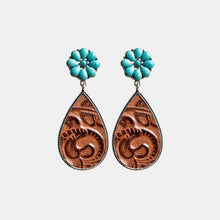 Load image into Gallery viewer, Turquoise Flower Teardrop Earrings